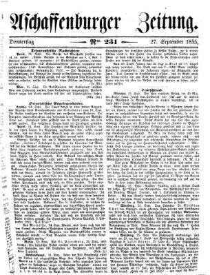 Aschaffenburger Zeitung Donnerstag 27. September 1855