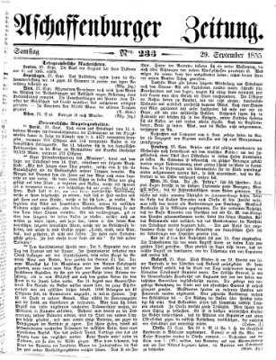 Aschaffenburger Zeitung Samstag 29. September 1855