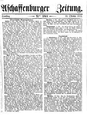 Aschaffenburger Zeitung Samstag 13. Oktober 1855