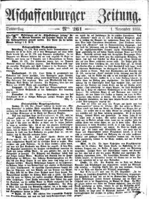 Aschaffenburger Zeitung Donnerstag 1. November 1855