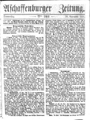 Aschaffenburger Zeitung Donnerstag 29. November 1855