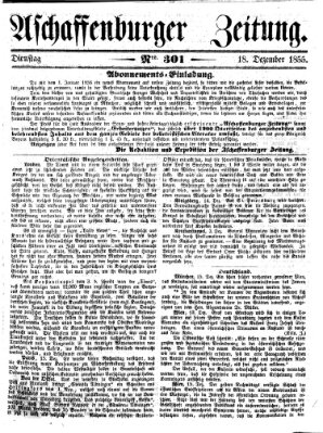 Aschaffenburger Zeitung Dienstag 18. Dezember 1855