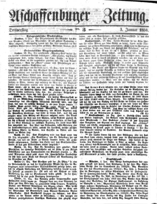 Aschaffenburger Zeitung Donnerstag 3. Januar 1856