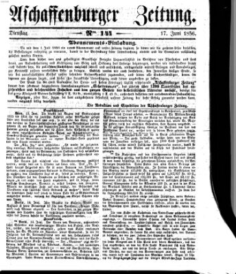 Aschaffenburger Zeitung Dienstag 17. Juni 1856