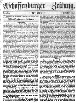 Aschaffenburger Zeitung Dienstag 7. Oktober 1856