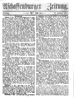 Aschaffenburger Zeitung Samstag 21. Februar 1857