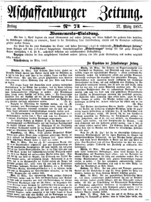 Aschaffenburger Zeitung Freitag 27. März 1857