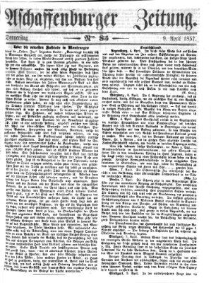 Aschaffenburger Zeitung Donnerstag 9. April 1857