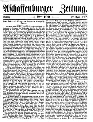 Aschaffenburger Zeitung Montag 27. April 1857