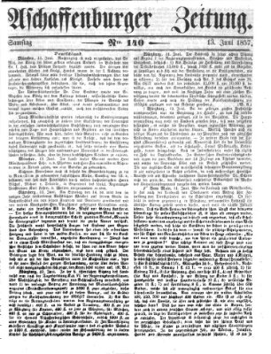 Aschaffenburger Zeitung Samstag 13. Juni 1857