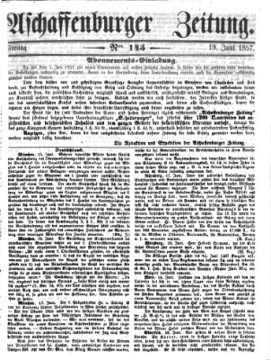 Aschaffenburger Zeitung Freitag 19. Juni 1857