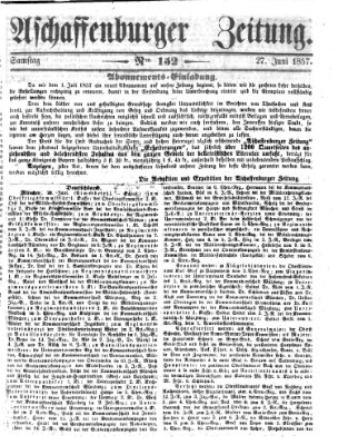 Aschaffenburger Zeitung Samstag 27. Juni 1857