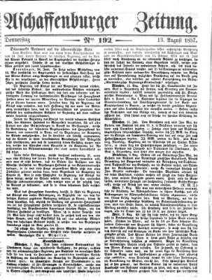 Aschaffenburger Zeitung Donnerstag 13. August 1857