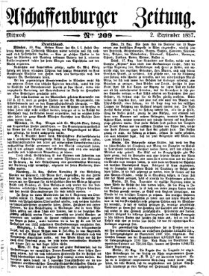 Aschaffenburger Zeitung Mittwoch 2. September 1857