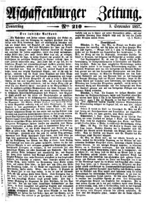 Aschaffenburger Zeitung Donnerstag 3. September 1857