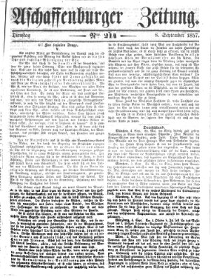 Aschaffenburger Zeitung Dienstag 8. September 1857