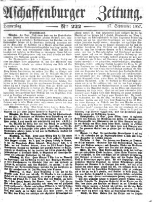 Aschaffenburger Zeitung Donnerstag 17. September 1857