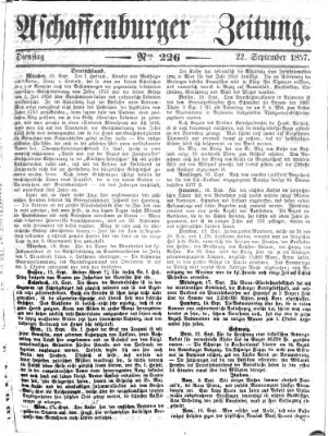 Aschaffenburger Zeitung Dienstag 22. September 1857