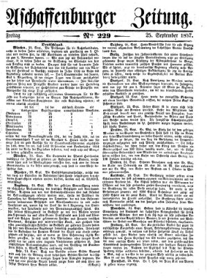 Aschaffenburger Zeitung Freitag 25. September 1857