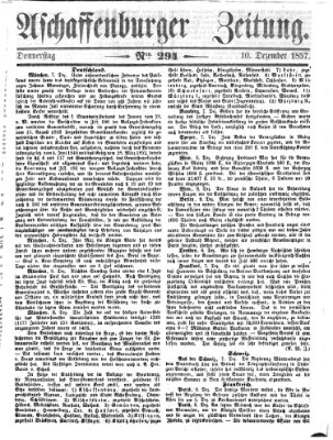 Aschaffenburger Zeitung Donnerstag 10. Dezember 1857