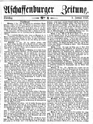 Aschaffenburger Zeitung Dienstag 5. Januar 1858