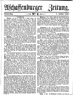 Aschaffenburger Zeitung Donnerstag 7. Januar 1858