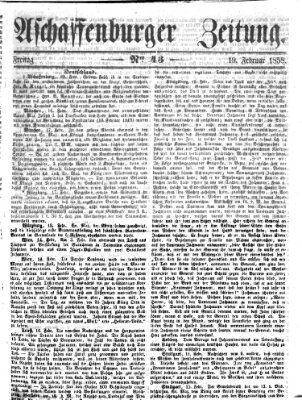 Aschaffenburger Zeitung Freitag 19. Februar 1858