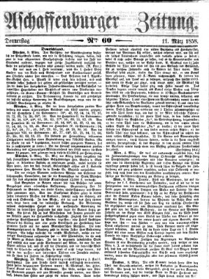 Aschaffenburger Zeitung Donnerstag 11. März 1858