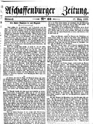 Aschaffenburger Zeitung Mittwoch 17. März 1858