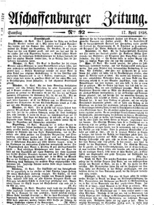 Aschaffenburger Zeitung Samstag 17. April 1858