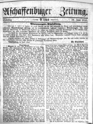 Aschaffenburger Zeitung Samstag 19. Juni 1858