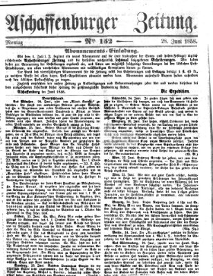 Aschaffenburger Zeitung Montag 28. Juni 1858