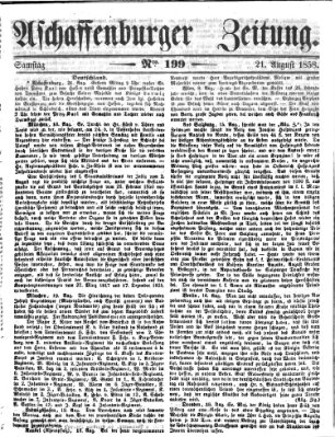 Aschaffenburger Zeitung Samstag 21. August 1858