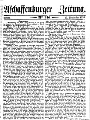 Aschaffenburger Zeitung Freitag 10. September 1858