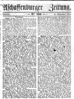 Aschaffenburger Zeitung Mittwoch 15. September 1858