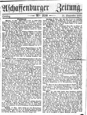 Aschaffenburger Zeitung Dienstag 21. September 1858