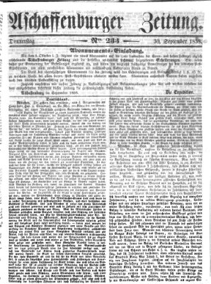 Aschaffenburger Zeitung Donnerstag 30. September 1858