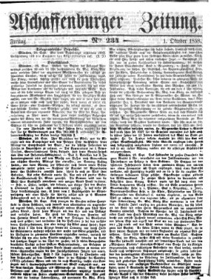 Aschaffenburger Zeitung Freitag 1. Oktober 1858