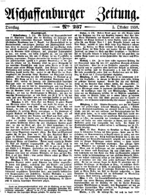 Aschaffenburger Zeitung Dienstag 5. Oktober 1858