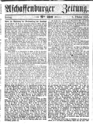 Aschaffenburger Zeitung Freitag 8. Oktober 1858