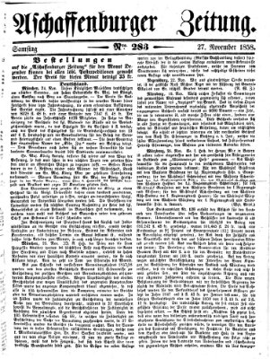 Aschaffenburger Zeitung Samstag 27. November 1858