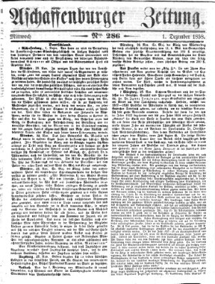 Aschaffenburger Zeitung Mittwoch 1. Dezember 1858