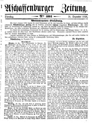 Aschaffenburger Zeitung Dienstag 21. Dezember 1858