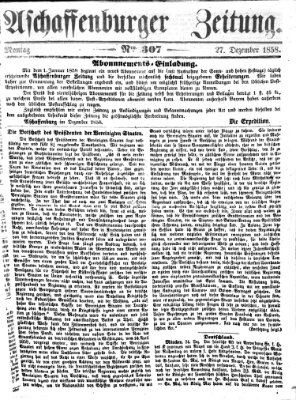 Aschaffenburger Zeitung Montag 27. Dezember 1858