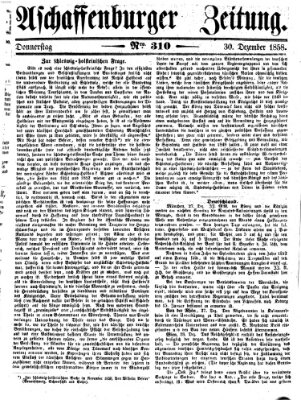 Aschaffenburger Zeitung Donnerstag 30. Dezember 1858