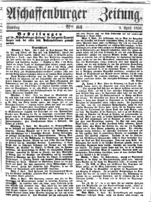 Aschaffenburger Zeitung Samstag 9. April 1859