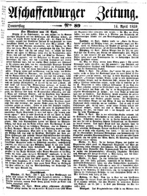 Aschaffenburger Zeitung Donnerstag 14. April 1859