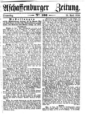 Aschaffenburger Zeitung Donnerstag 28. April 1859