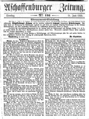 Aschaffenburger Zeitung Dienstag 21. Juni 1859