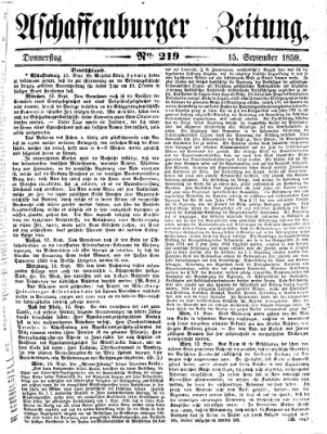 Aschaffenburger Zeitung Donnerstag 15. September 1859